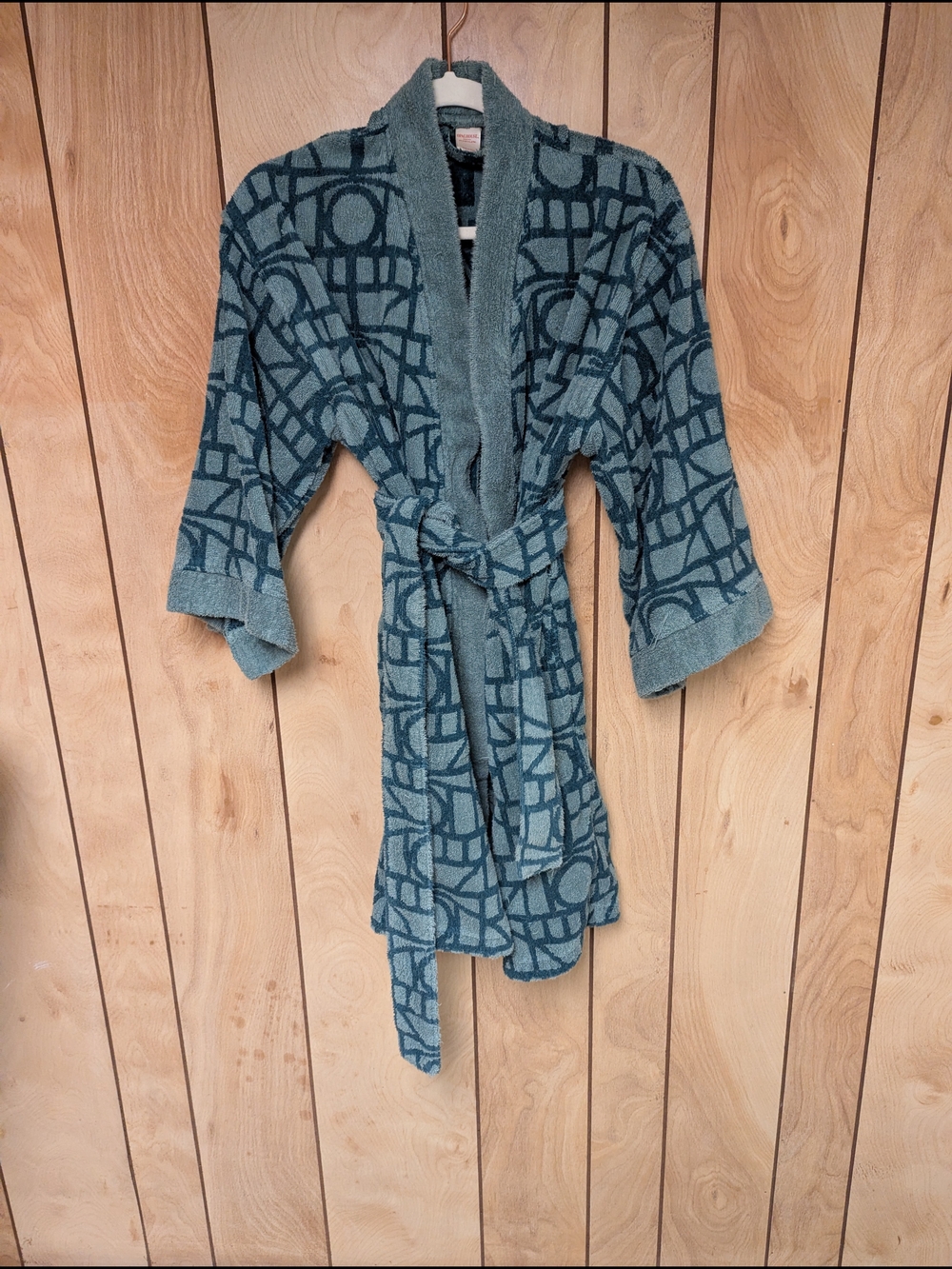 Turquoise Patterned Terry Bath Robe
